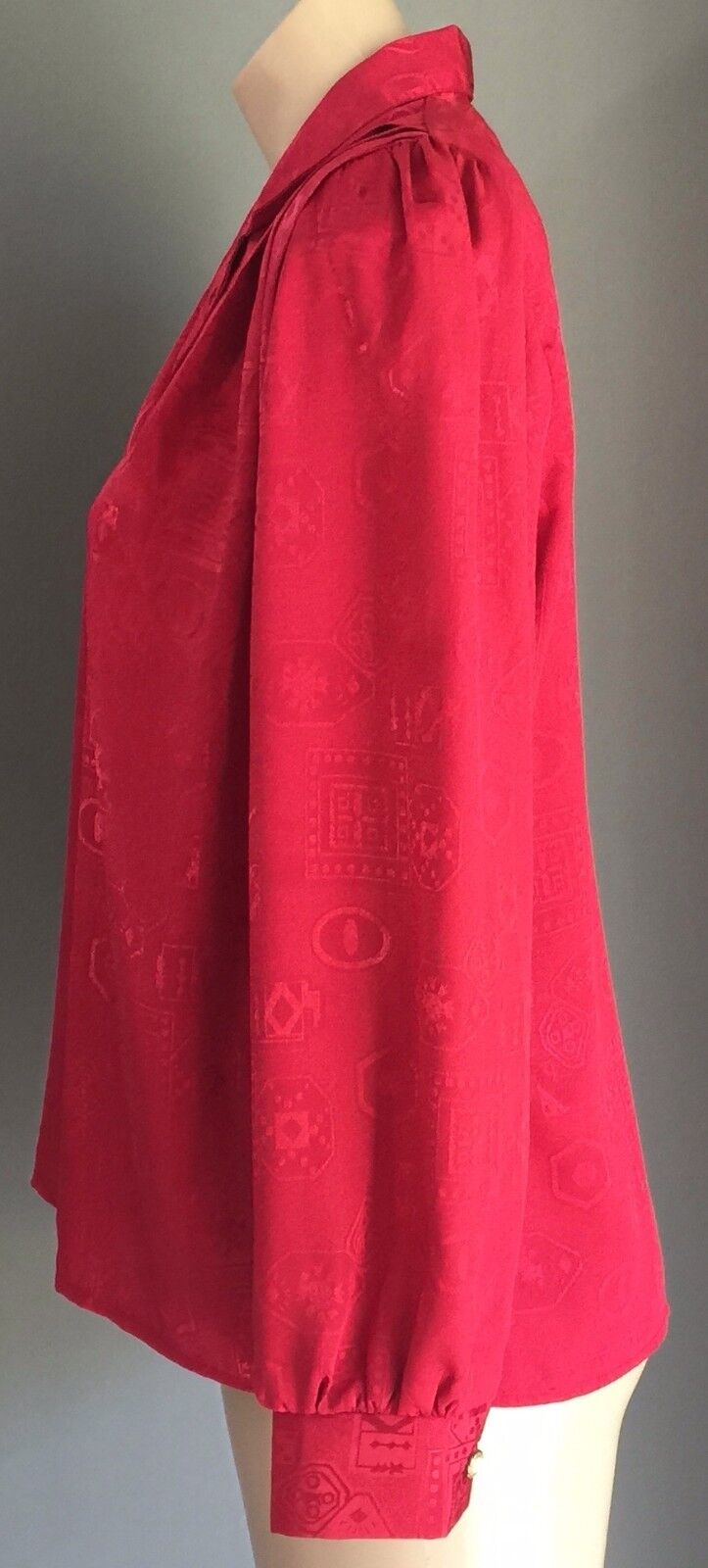 C.B AUSTRALIA Top Red Shirt Jacquard Long Sleeve Blouse Size 12 NEW Vintage