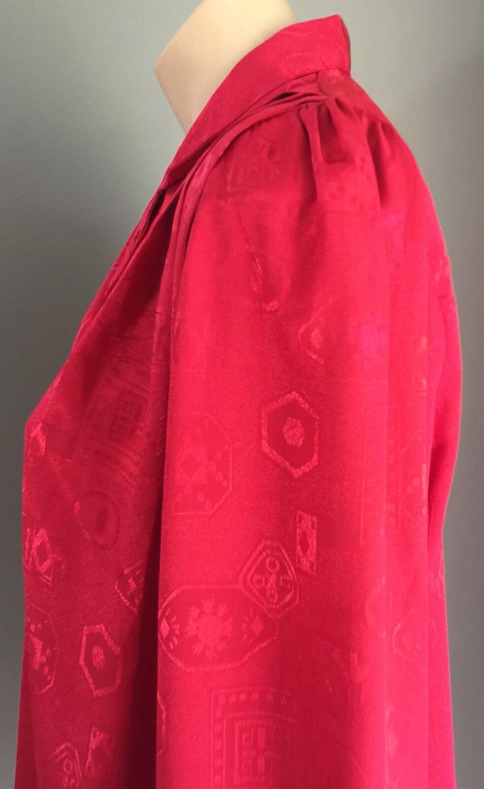 C.B AUSTRALIA Top Red Shirt Jacquard Long Sleeve Blouse Size 12 NEW Vintage