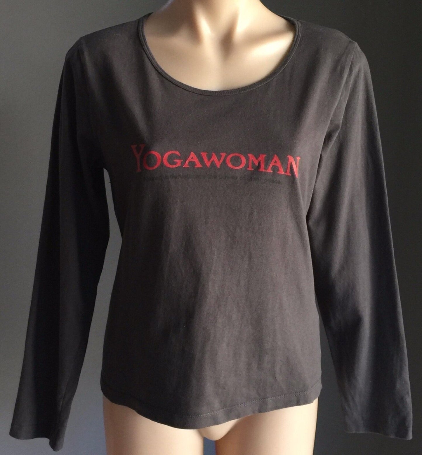 QUOZ Yoga Woman Top Motif Grey Long Sleeve Stretch Activewear Training Size 12