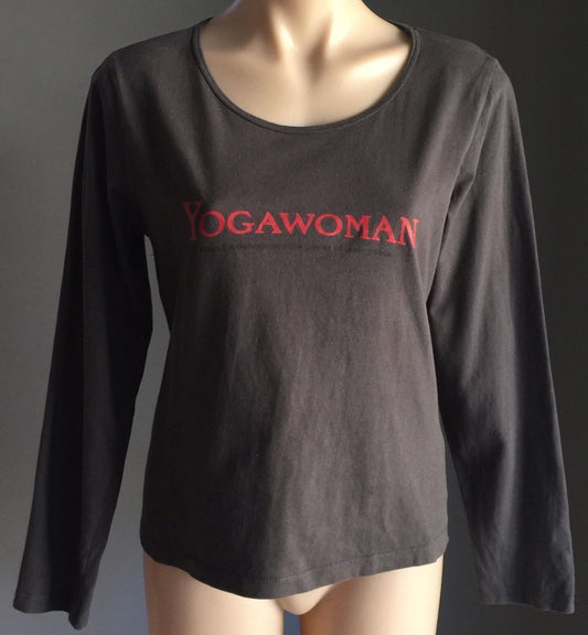 QUOZ Yoga Woman Top Motif Grey Long Sleeve Stretch Activewear Training Size 12