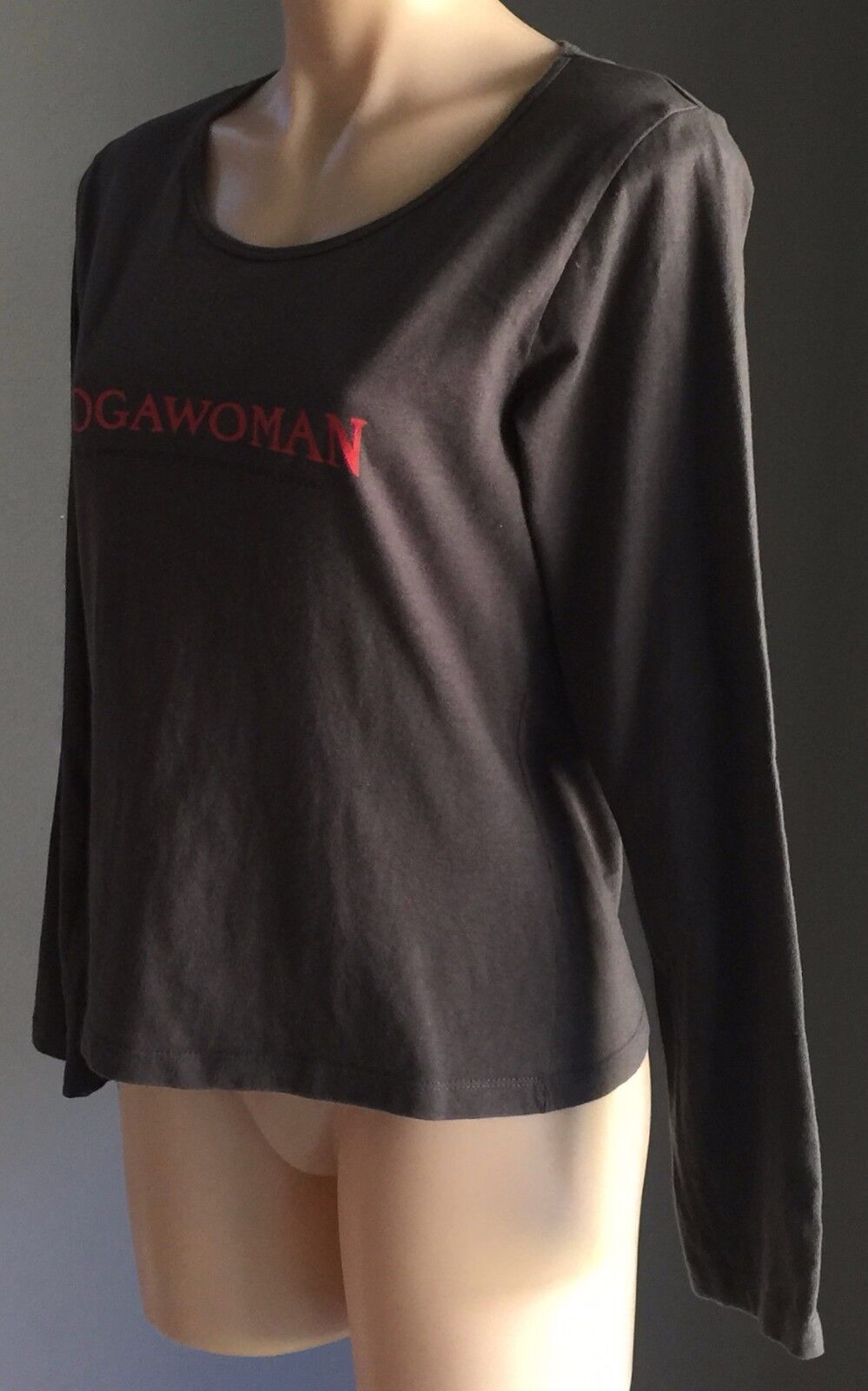 QUOZ Yoga Woman Top Motif Grey Long Sleeve Stretch Activewear Training Size 12