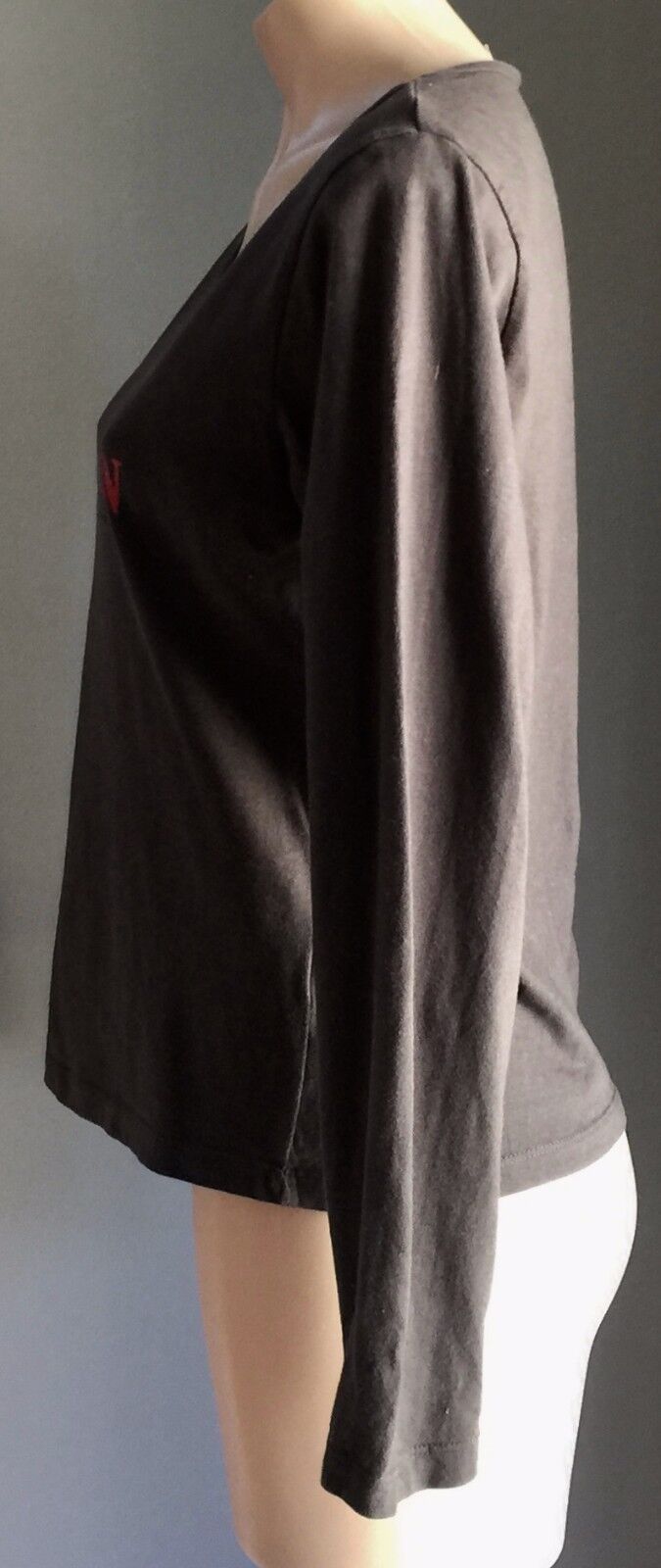 QUOZ Yoga Woman Top Motif Grey Long Sleeve Stretch Activewear Training Size 12