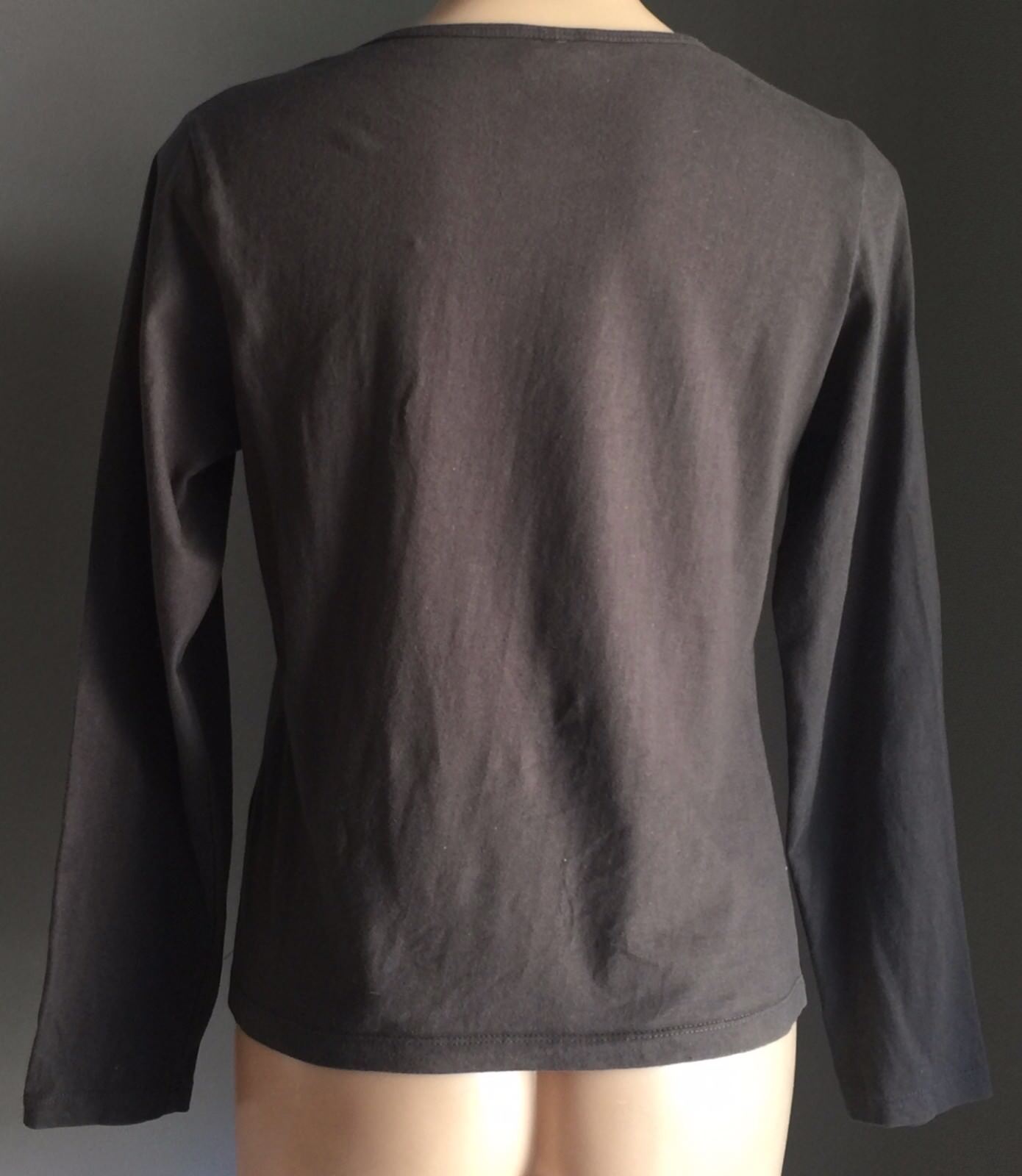 QUOZ Yoga Woman Top Motif Grey Long Sleeve Stretch Activewear Training Size 12