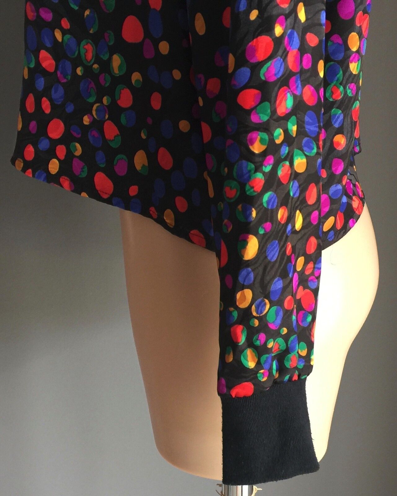 KRISTAAN Top Polka Dot Long Sleeve Blouse Size 12 Bright Multi Colour Retro