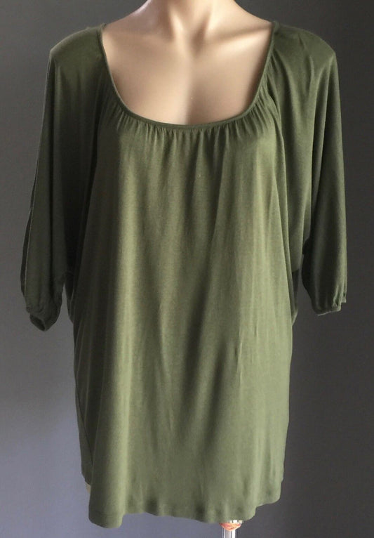 WITCHERY Top Khaki Casual 3/4 Sleeve Dolman Blouse Ladies Size M 12