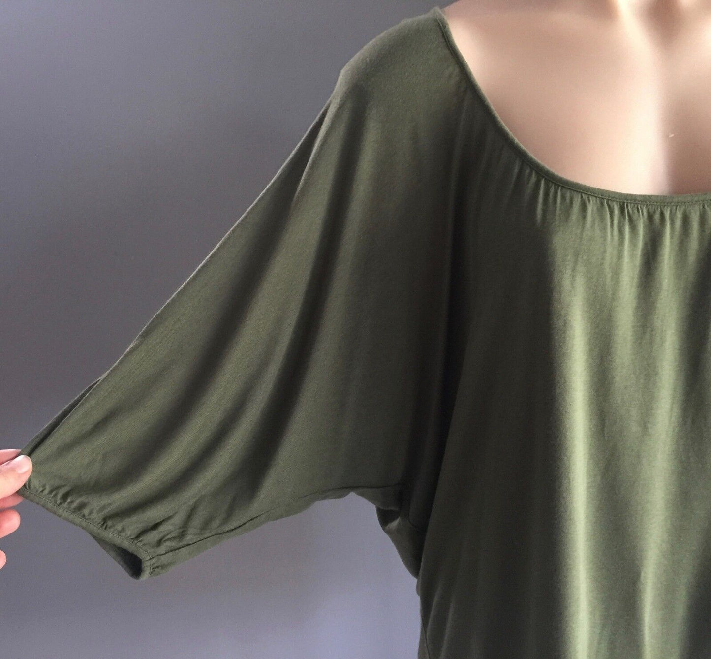 WITCHERY Top Khaki Casual 3/4 Sleeve Dolman Blouse Ladies Size M 12