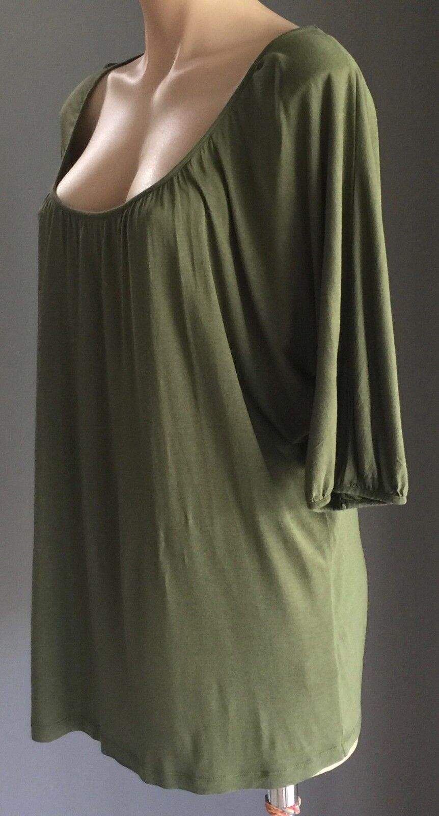 WITCHERY Top Khaki Casual 3/4 Sleeve Dolman Blouse Ladies Size M 12
