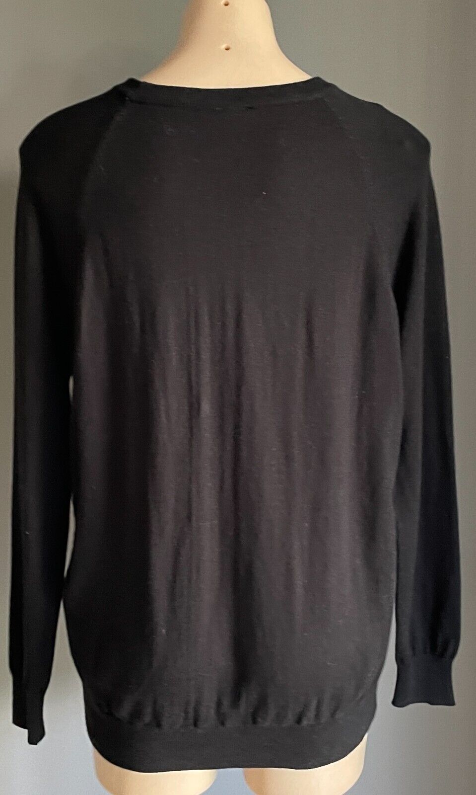 JEANSWEST Knit Sweater Black Long Sleeve Floral Print Fabric At Front Size M 10