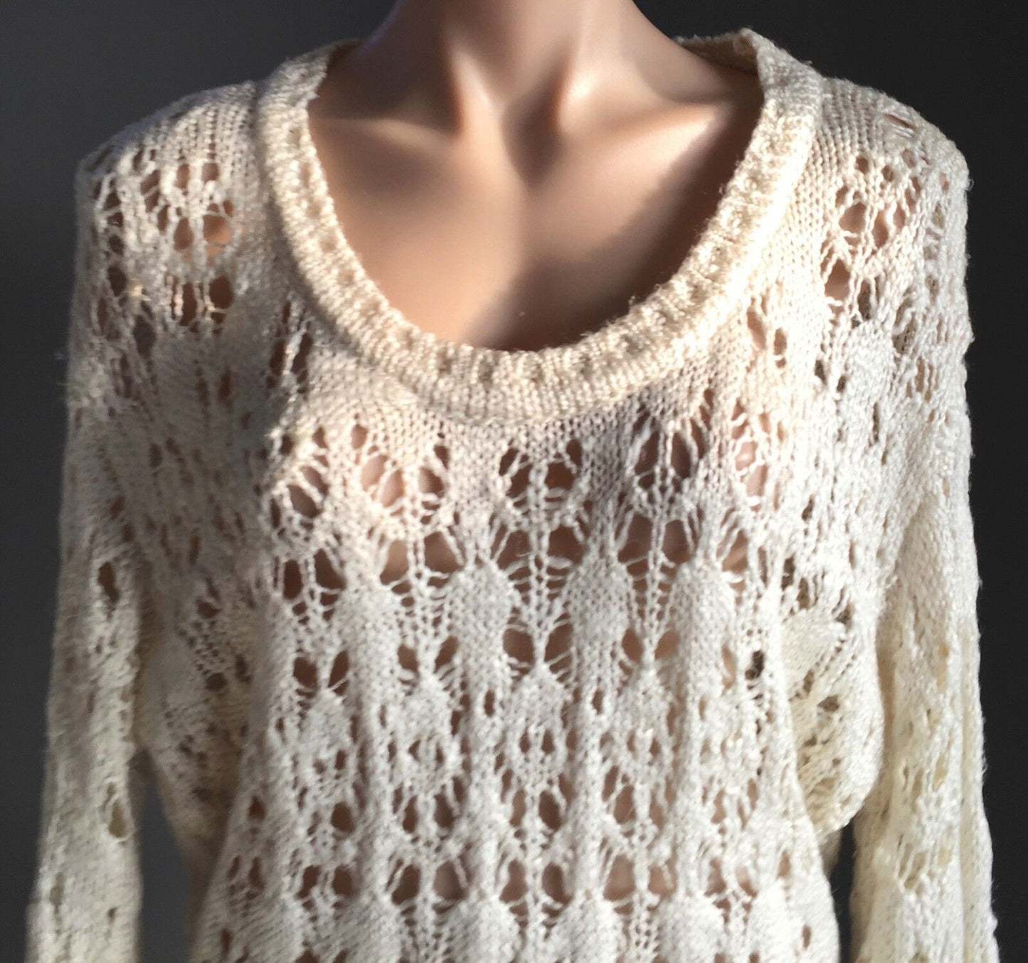 ATMOSPHERE Knit Jumper Cream Loose Stretch Open Stitch Decorative Size 10