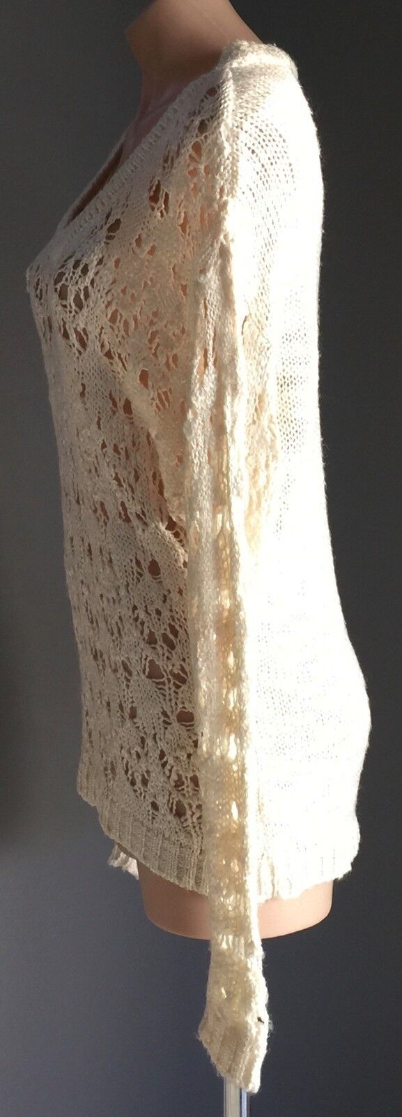 ATMOSPHERE Knit Jumper Cream Loose Stretch Open Stitch Decorative Size 10