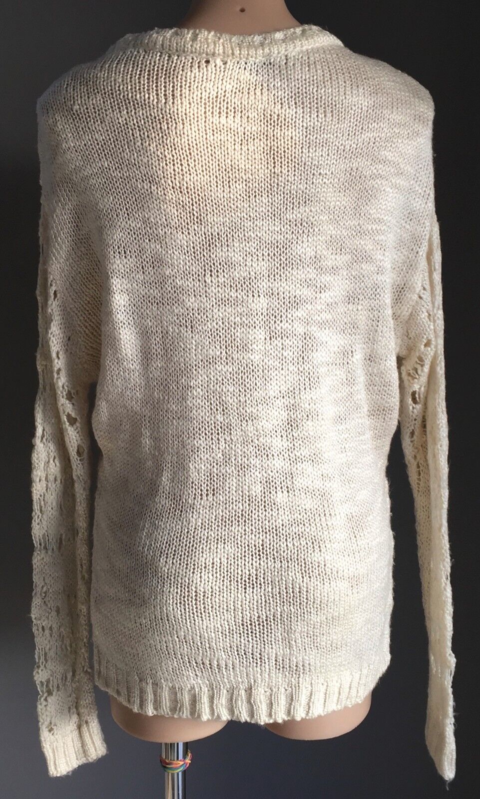 ATMOSPHERE Knit Jumper Cream Loose Stretch Open Stitch Decorative Size 10