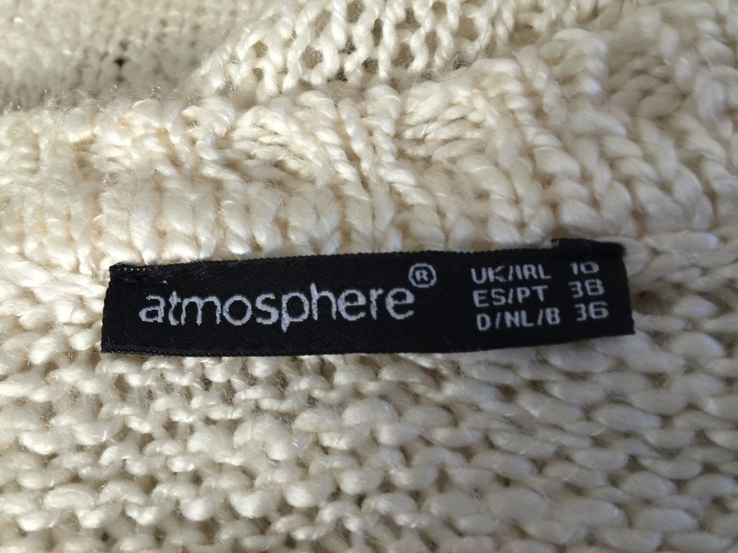 ATMOSPHERE Knit Jumper Cream Loose Stretch Open Stitch Decorative Size 10