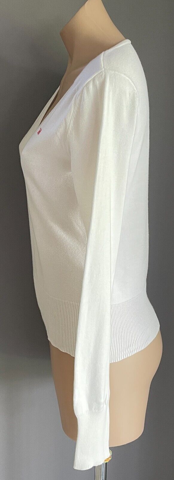 RALPH LAUREN White Jumper Sweater Long Sleeve Size L Lightweight Cotton Vintage