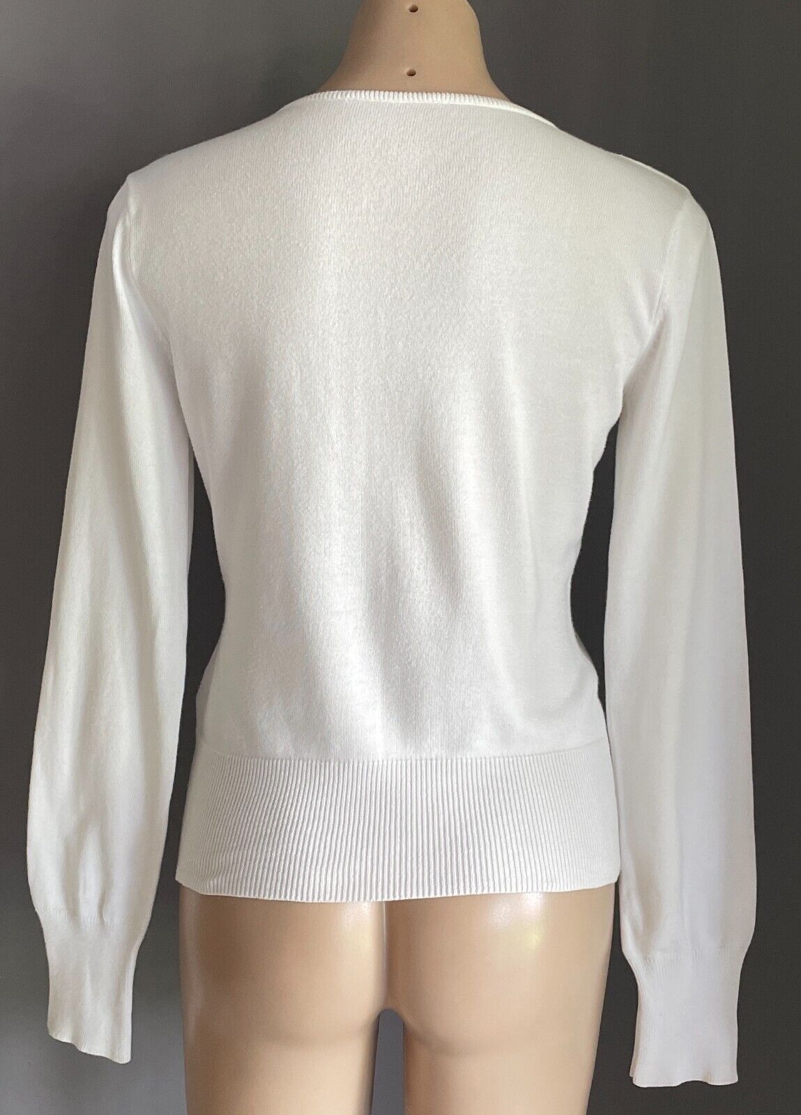 RALPH LAUREN White Jumper Sweater Long Sleeve Size L Lightweight Cotton Vintage