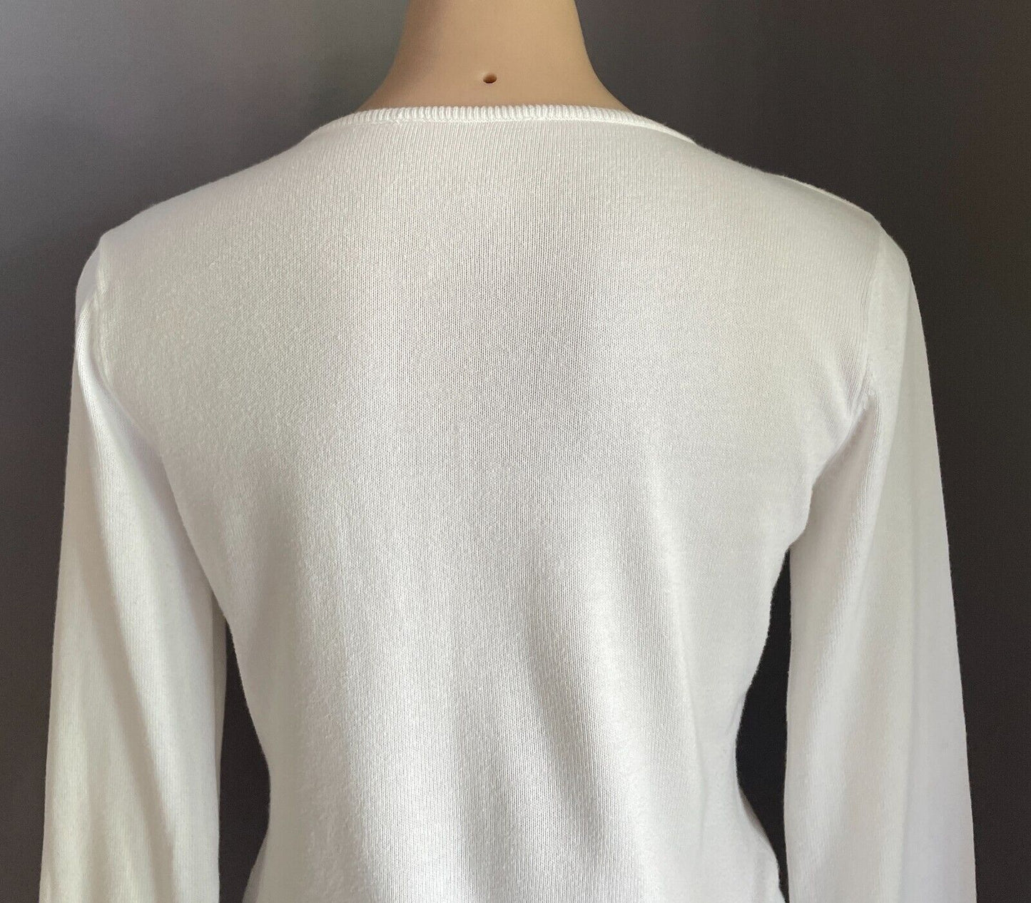 RALPH LAUREN White Jumper Sweater Long Sleeve Size L Lightweight Cotton Vintage