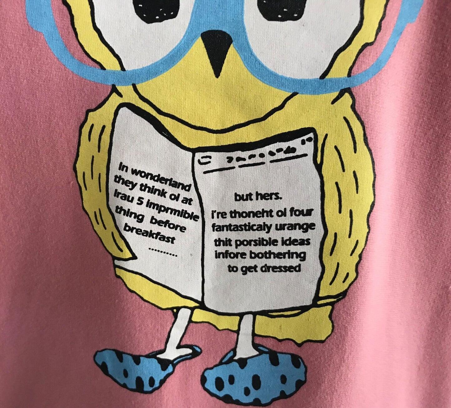 Bast Simeopt YUN JIN Pink Owl Print Crew Neck Sweater 2 Side Zips Bart Size S 10