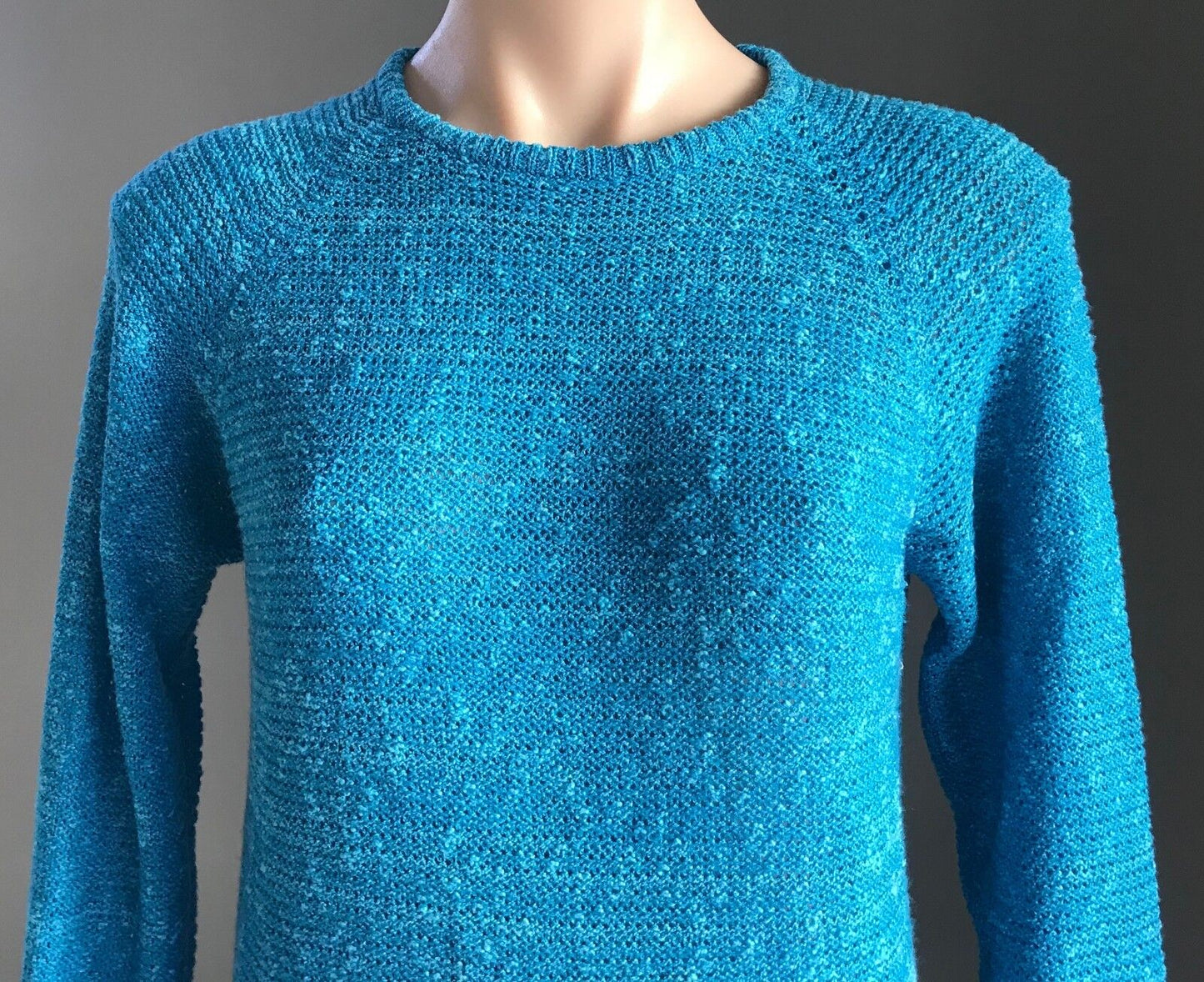 SPORTSGIRL Jumper Bright Blue Marl Knit Long Sleeve Light Sweater Sz M 10 Retro