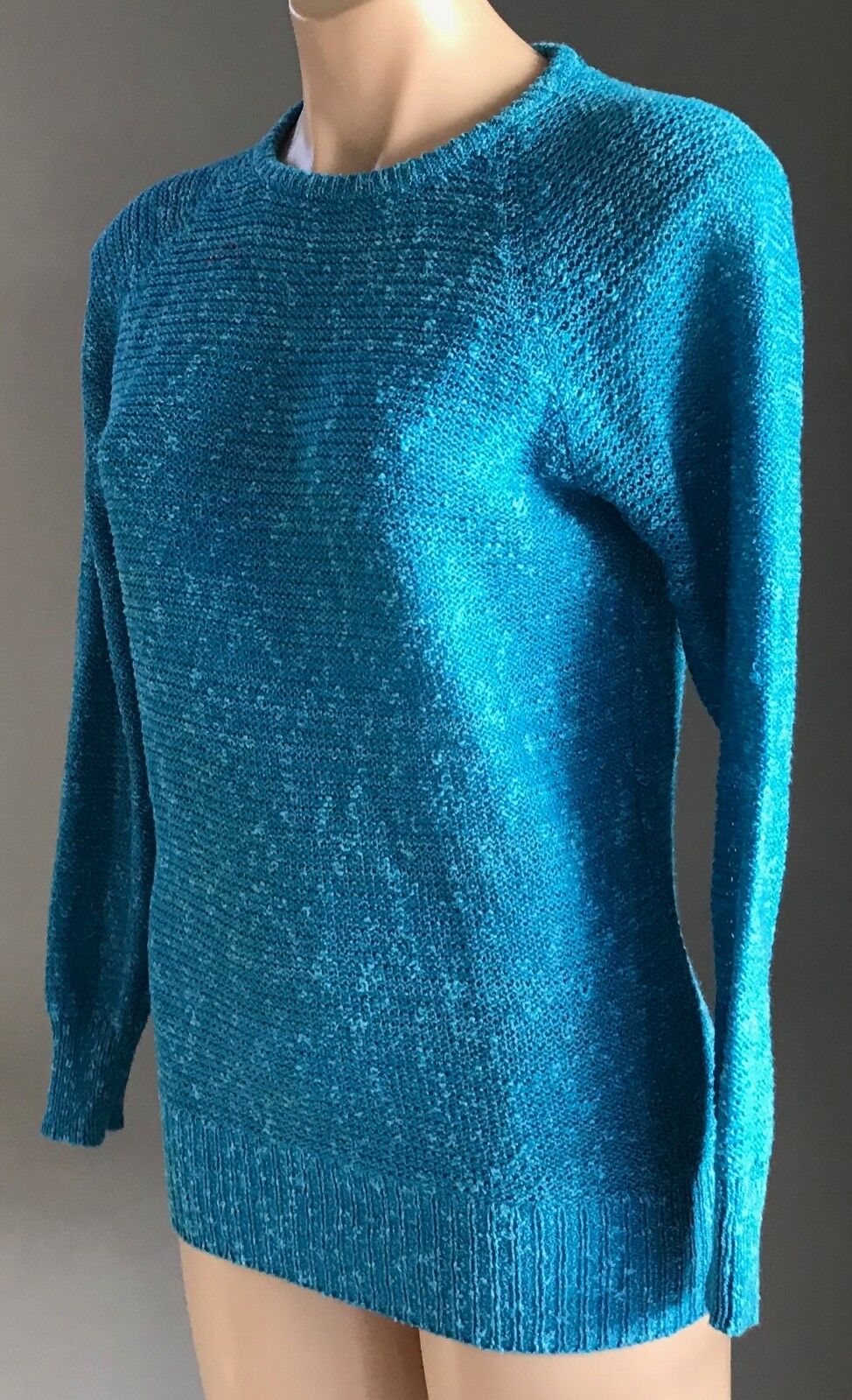 SPORTSGIRL Jumper Bright Blue Marl Knit Long Sleeve Light Sweater Sz M 10 Retro