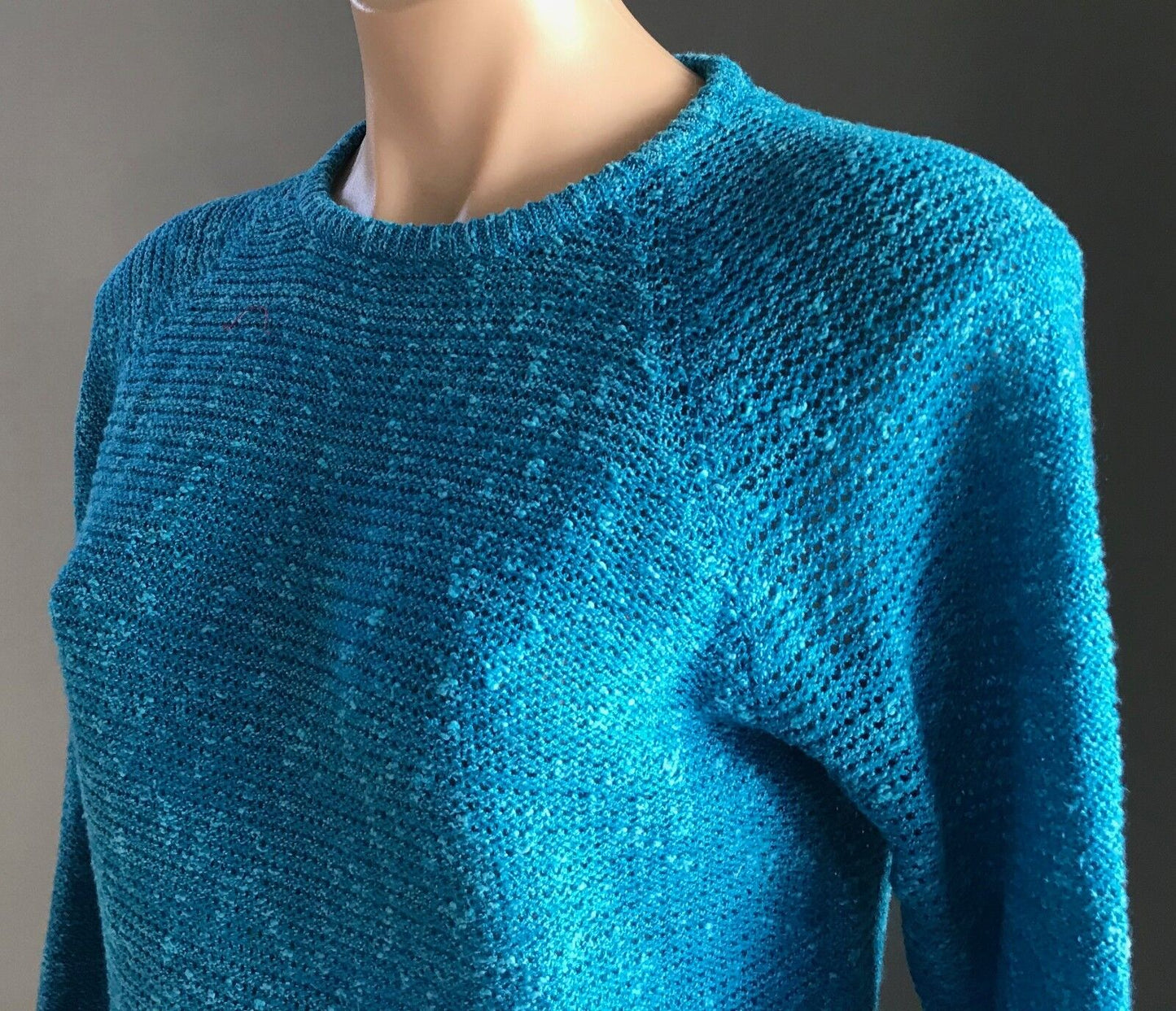 SPORTSGIRL Jumper Bright Blue Marl Knit Long Sleeve Light Sweater Sz M 10 Retro