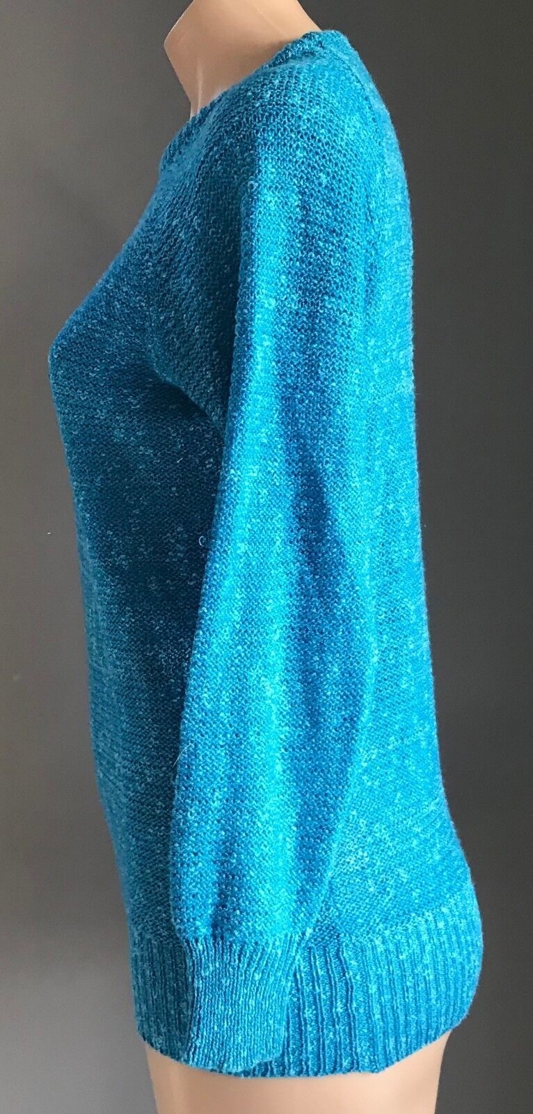 SPORTSGIRL Jumper Bright Blue Marl Knit Long Sleeve Light Sweater Sz M 10 Retro