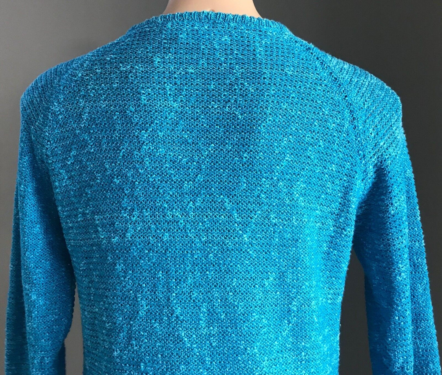 SPORTSGIRL Jumper Bright Blue Marl Knit Long Sleeve Light Sweater Sz M 10 Retro