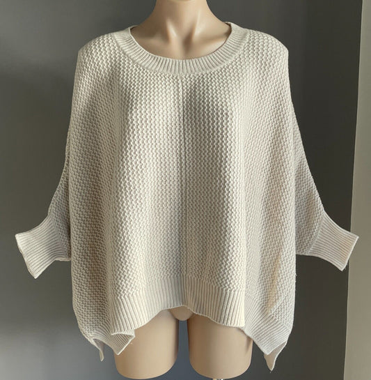 WITCHERY Jumper Chunky Knit Beige Dolman Sleeve Relaxed Fit Sweater Sz S M 10 12