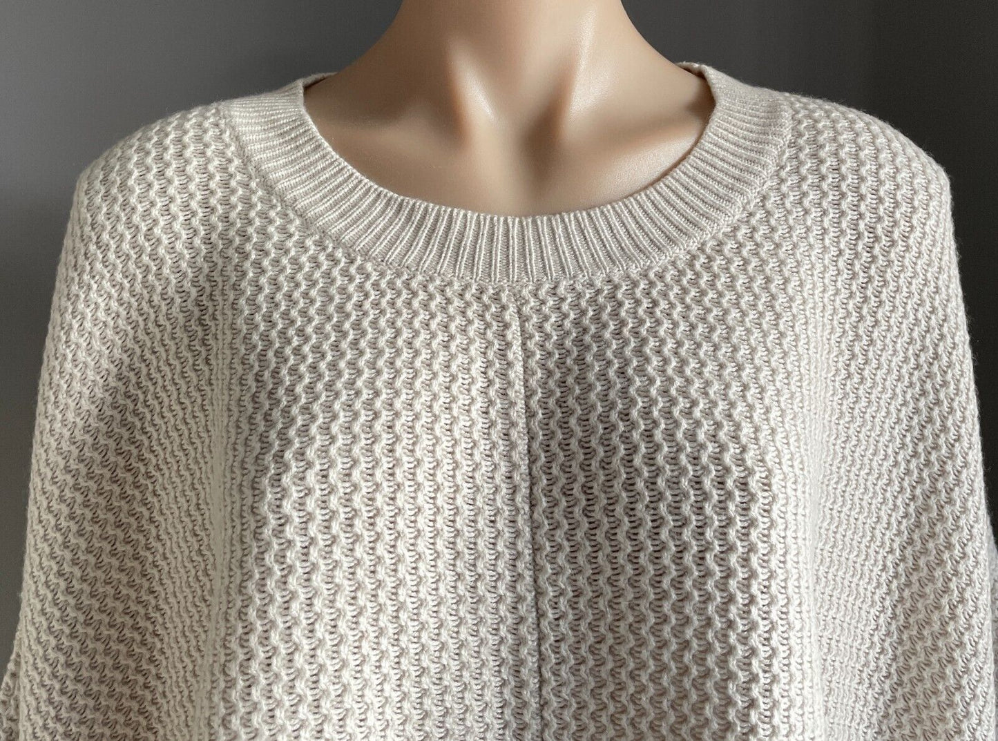 WITCHERY Jumper Chunky Knit Beige Dolman Sleeve Relaxed Fit Sweater Sz S M 10 12