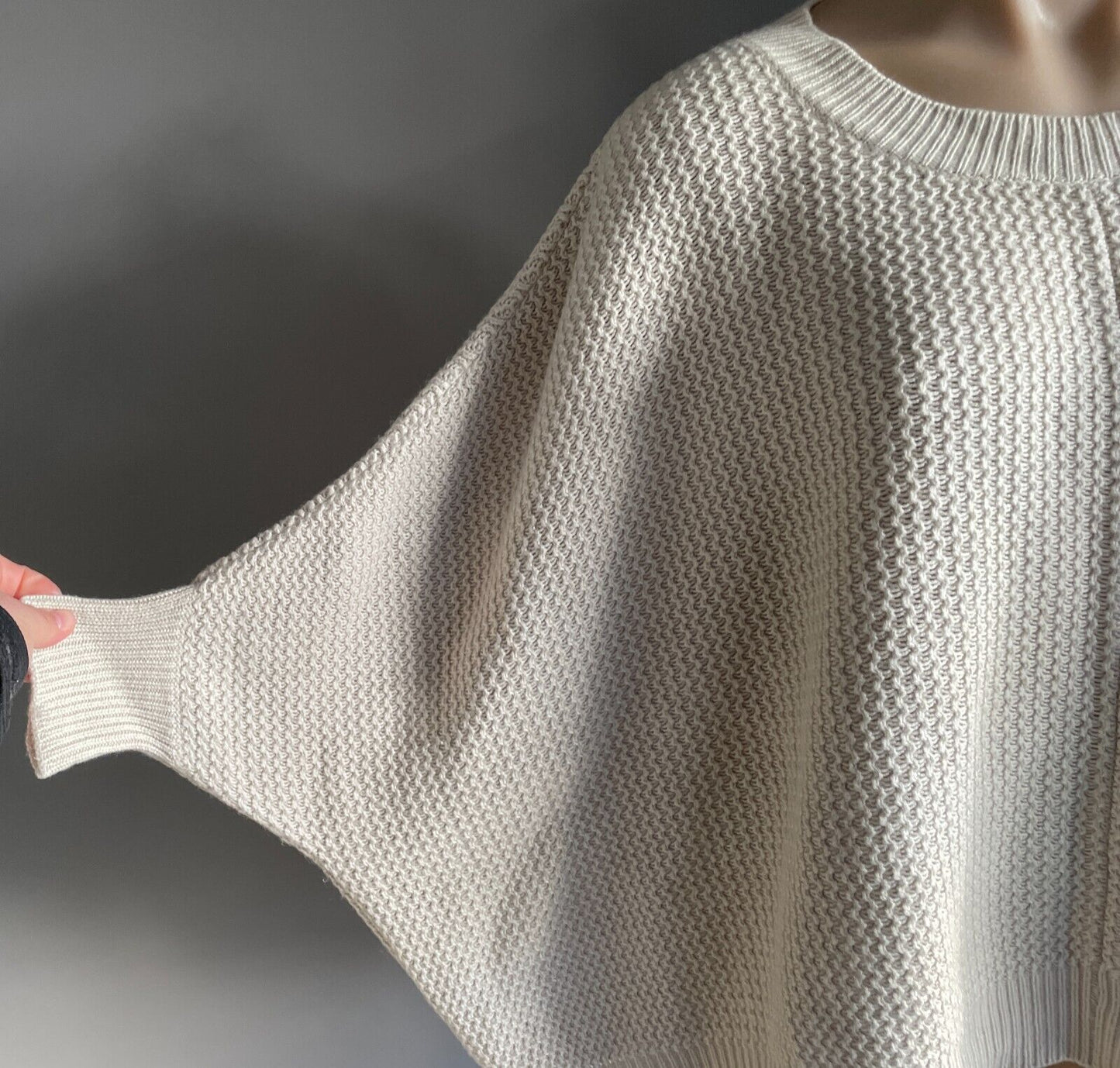 WITCHERY Jumper Chunky Knit Beige Dolman Sleeve Relaxed Fit Sweater Sz S M 10 12
