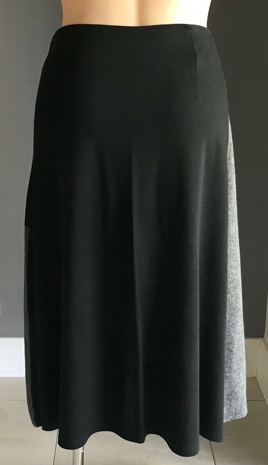 HOT ICE COLLECTION Midi Skirt Black w Grey & Green Trim A-Line Plus Size XL 16