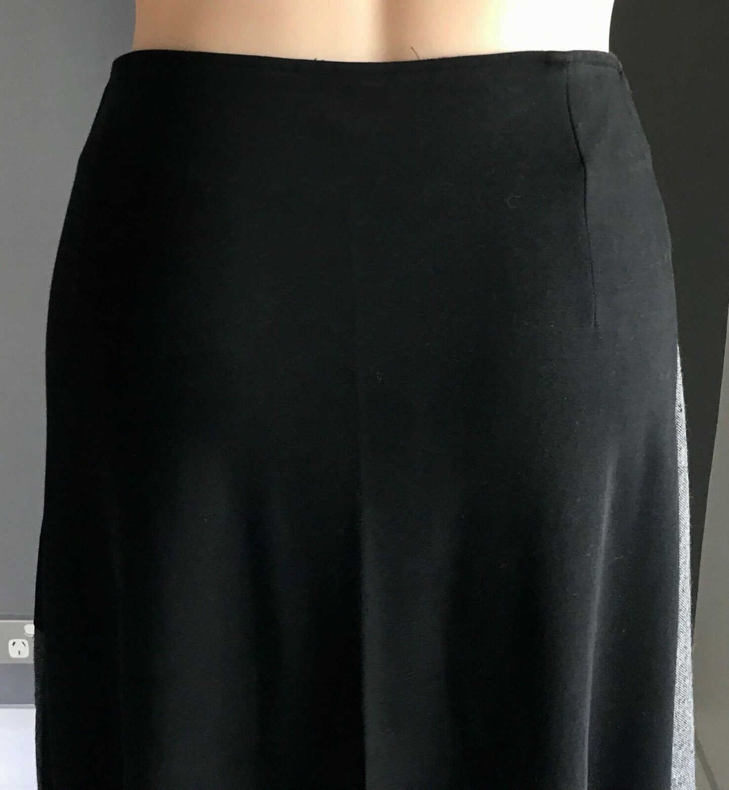 HOT ICE COLLECTION Midi Skirt Black w Grey & Green Trim A-Line Plus Size XL 16