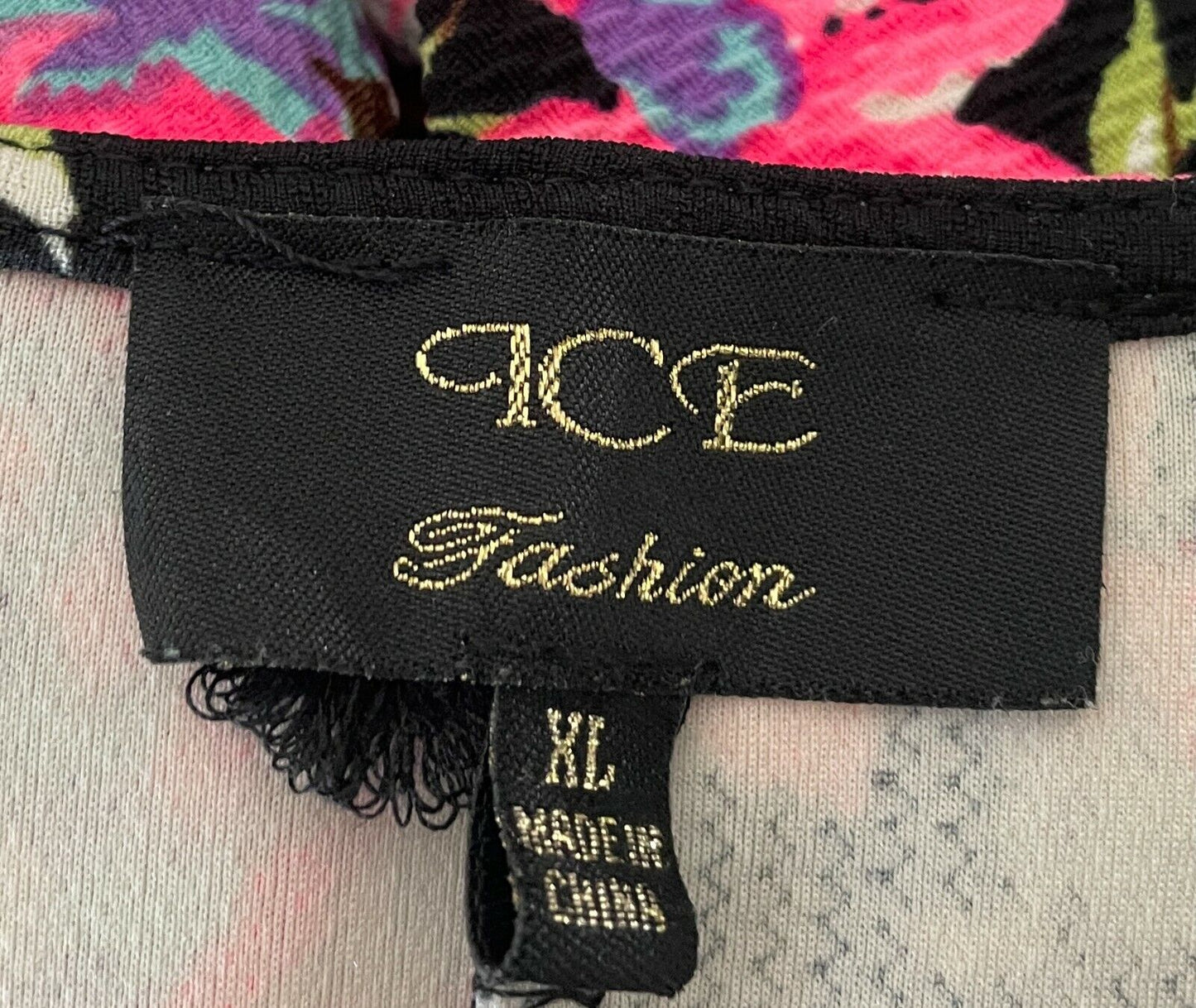 ICE FASHION Jacket MultiColoured Floral Print Collarless 3/4 Sleeve Sz XL 12 NEW