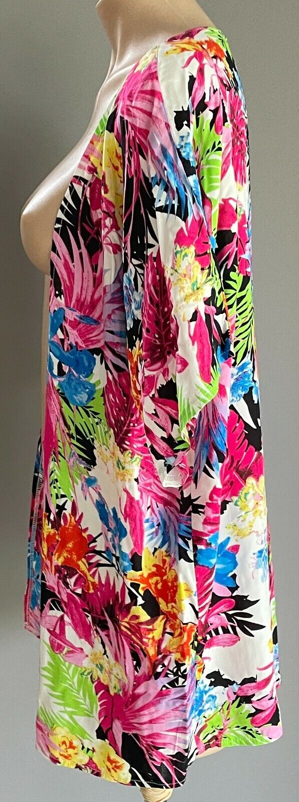 ICE FASHION Kimono Open Jacket Bright Floral Short Sleeve Size S 10 Boho New