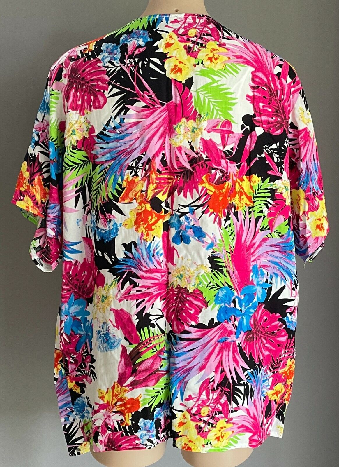ICE FASHION Kimono Open Jacket Bright Floral Short Sleeve Size S 10 Boho New