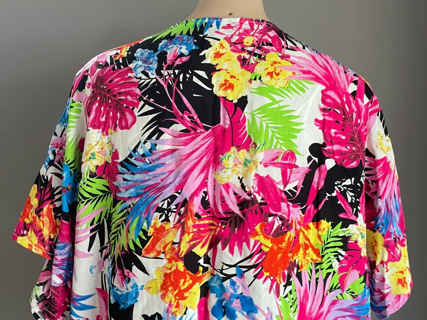 ICE FASHION Kimono Open Jacket Bright Floral Short Sleeve Size S 10 Boho New