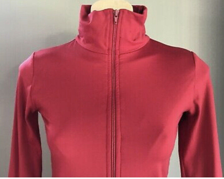 KOOKAI Jacket Full Zip Maroon High Neck Long Sleeve Crop Stretch Size 1 AU 10