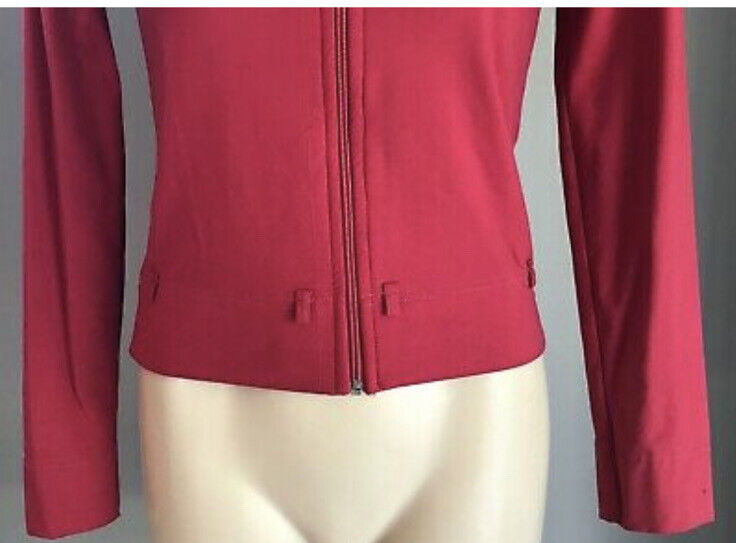 KOOKAI Jacket Full Zip Maroon High Neck Long Sleeve Crop Stretch Size 1 AU 10