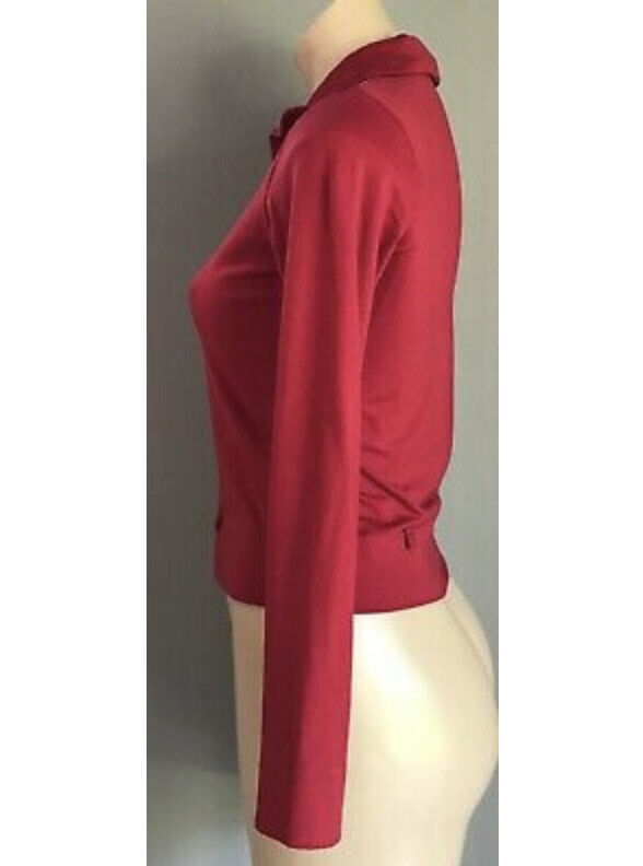 KOOKAI Jacket Full Zip Maroon High Neck Long Sleeve Crop Stretch Size 1 AU 10