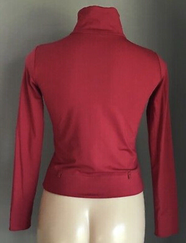 KOOKAI Jacket Full Zip Maroon High Neck Long Sleeve Crop Stretch Size 1 AU 10