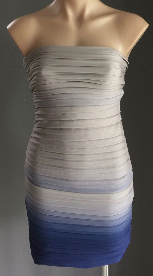 KOOKAI MINI Strapless Dress Bodycon Grey & Blue Ombre Ladies Size 2 AU 10