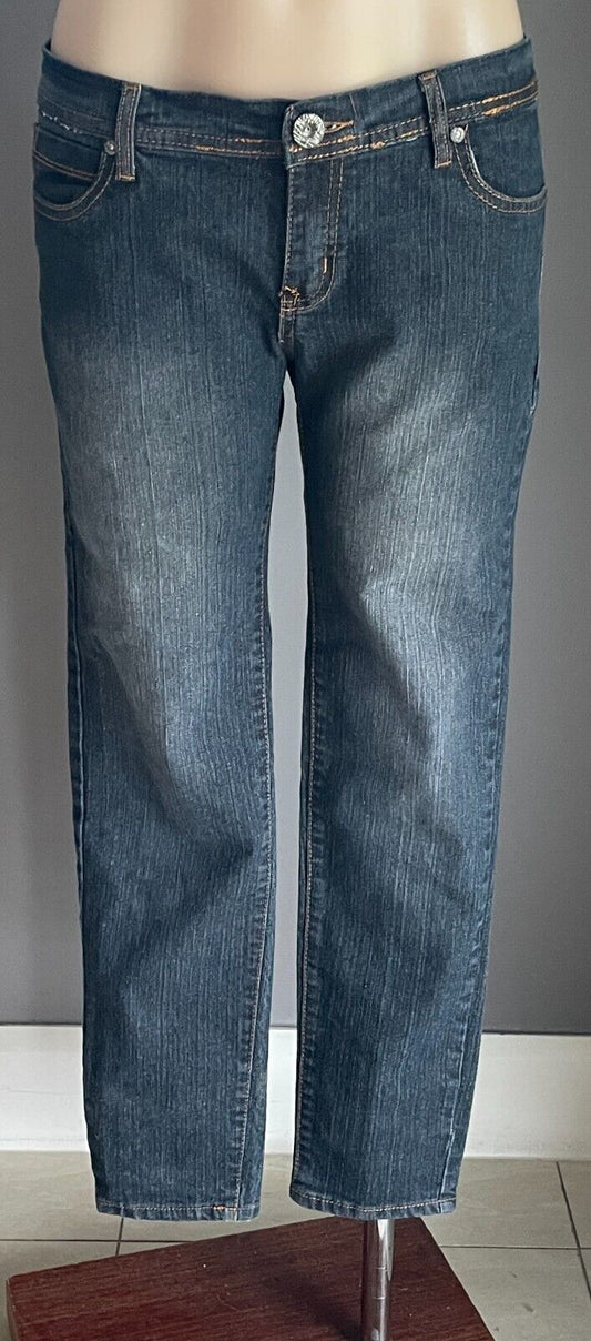 Size 14 Jeans JAG Blue Denim Mid Rise Slim Fit Cropped Length Ladies 32 in Waist