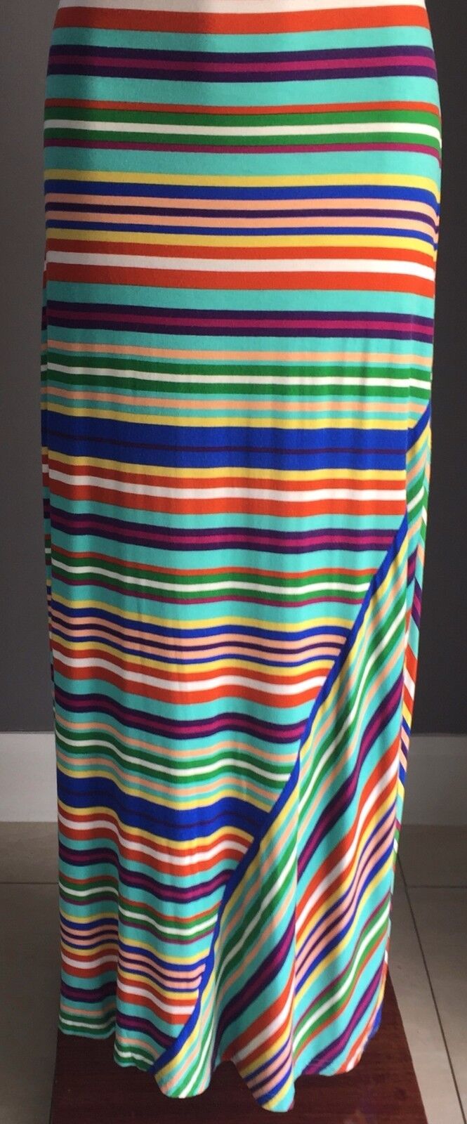 CALVIN KLEIN Maxi Dress Stripe Sleeveless Casual Multi Colour Size 8 10 Retro