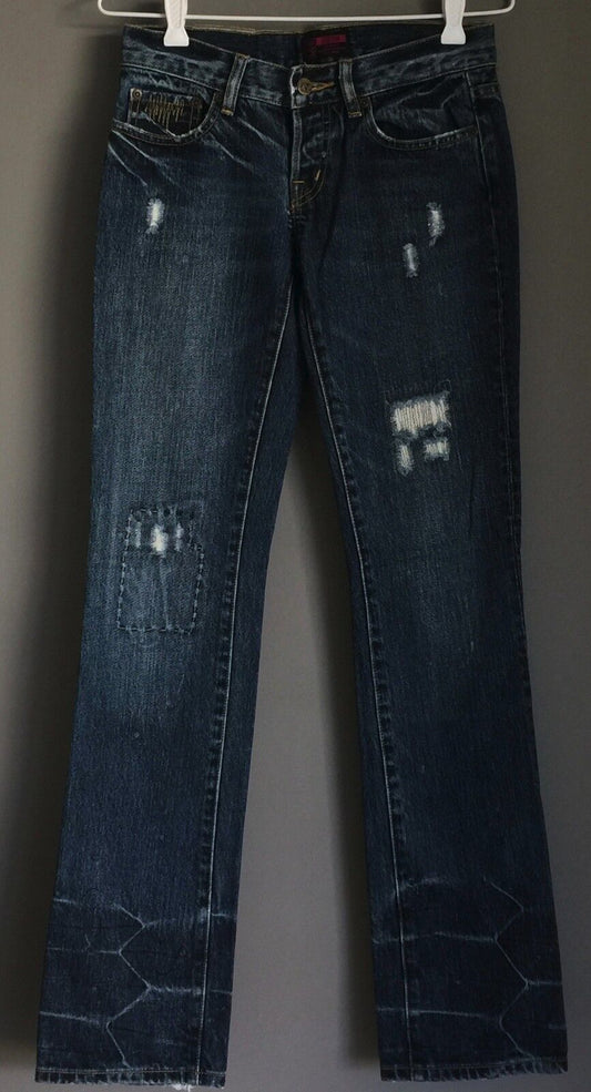 LEE "Lo Ryder Straight" Jeans Distressed Blue Denim Ladies Size 7 EUC