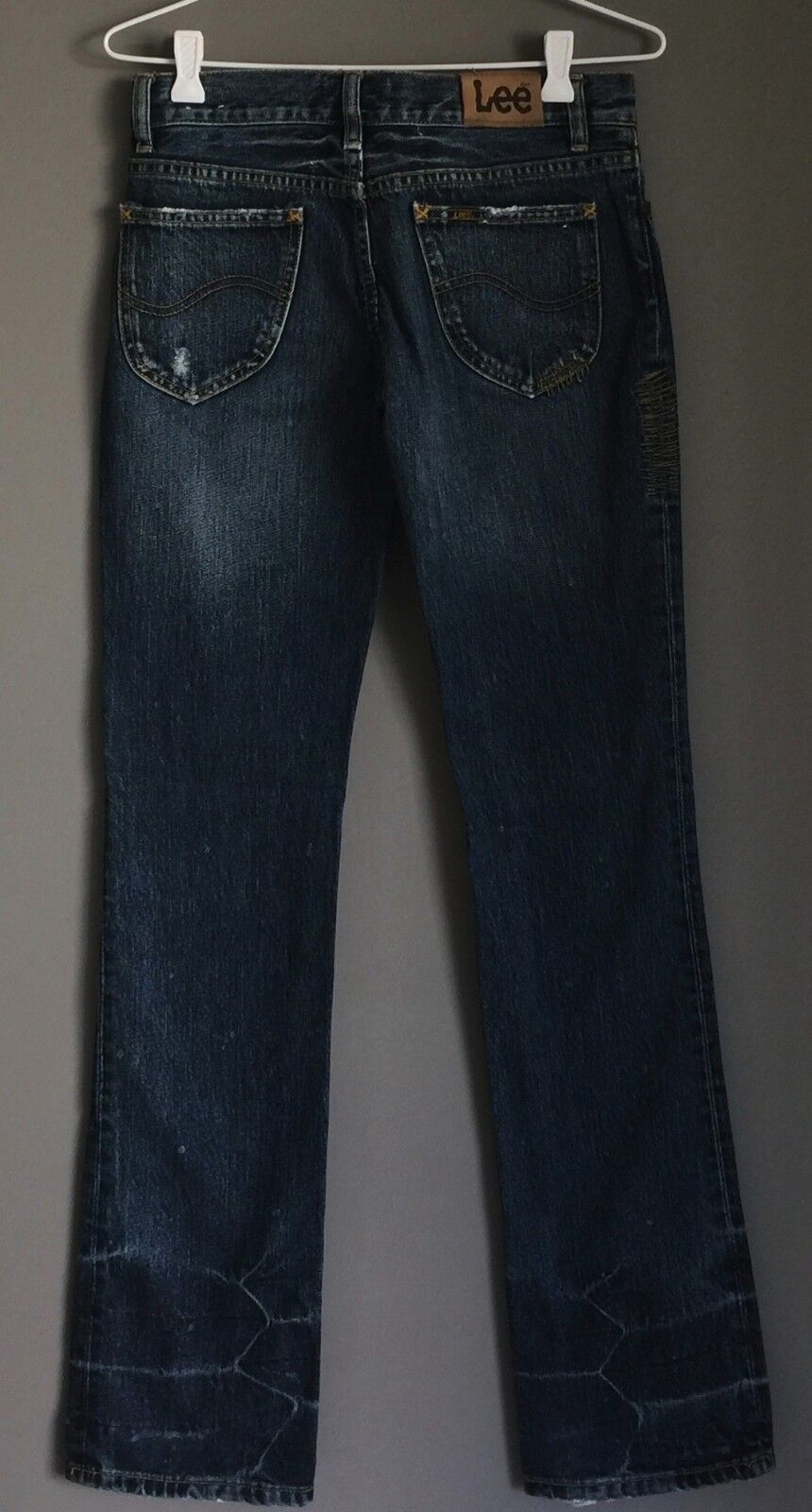 LEE "Lo Ryder Straight" Jeans Distressed Blue Denim Ladies Size 7 EUC