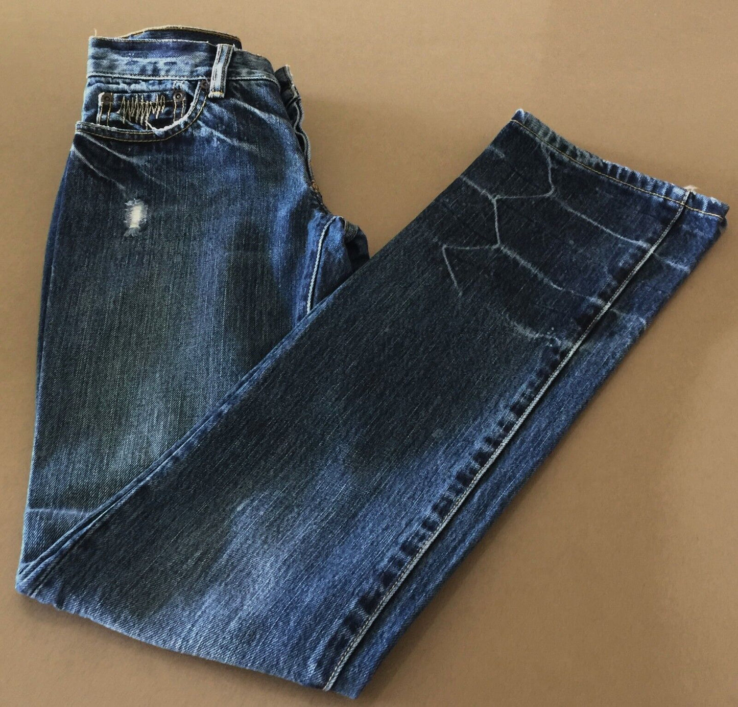 LEE "Lo Ryder Straight" Jeans Distressed Blue Denim Ladies Size 7 EUC