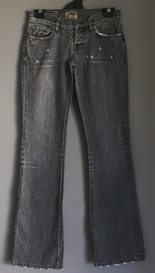 LEE "Lo Ryder Bootcut" Jeans Distressed Grey Wash Denim Ladies Size 7 5 Pocket