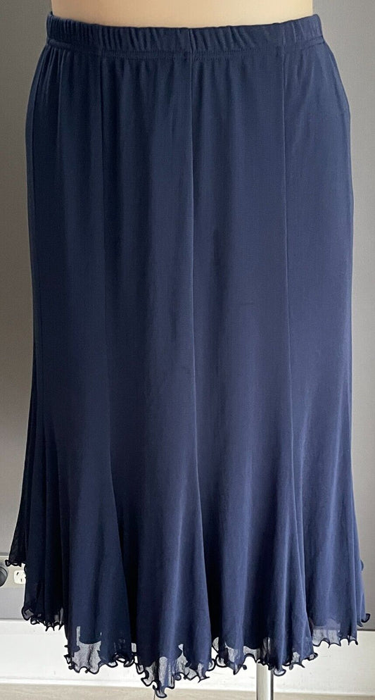J K FASHION Navy Mesh Net Panel Skirt Plus Size 24 Elastic Waist Midi Length NEW