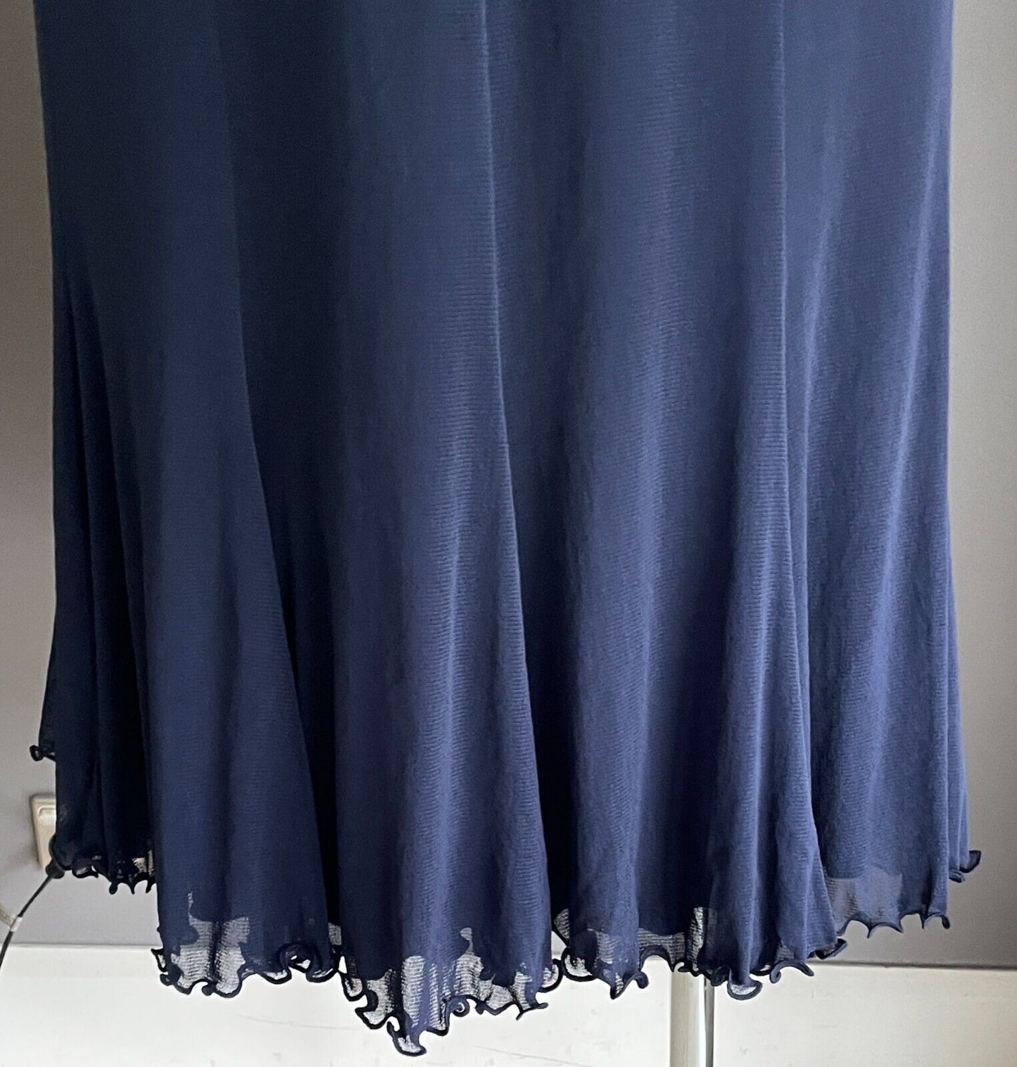 J K FASHION Navy Mesh Net Panel Skirt Plus Size 24 Elastic Waist Midi Length NEW
