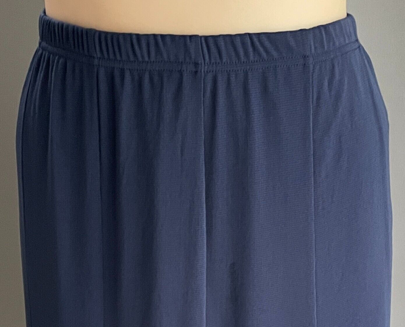 J K FASHION Navy Mesh Net Panel Skirt Plus Size 24 Elastic Waist Midi Length NEW
