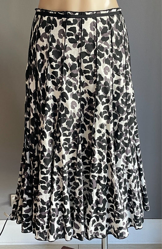 PARRAKEETS Skirt White Black Grey A-Line Panel Leopard Size 16 Cotton Lined