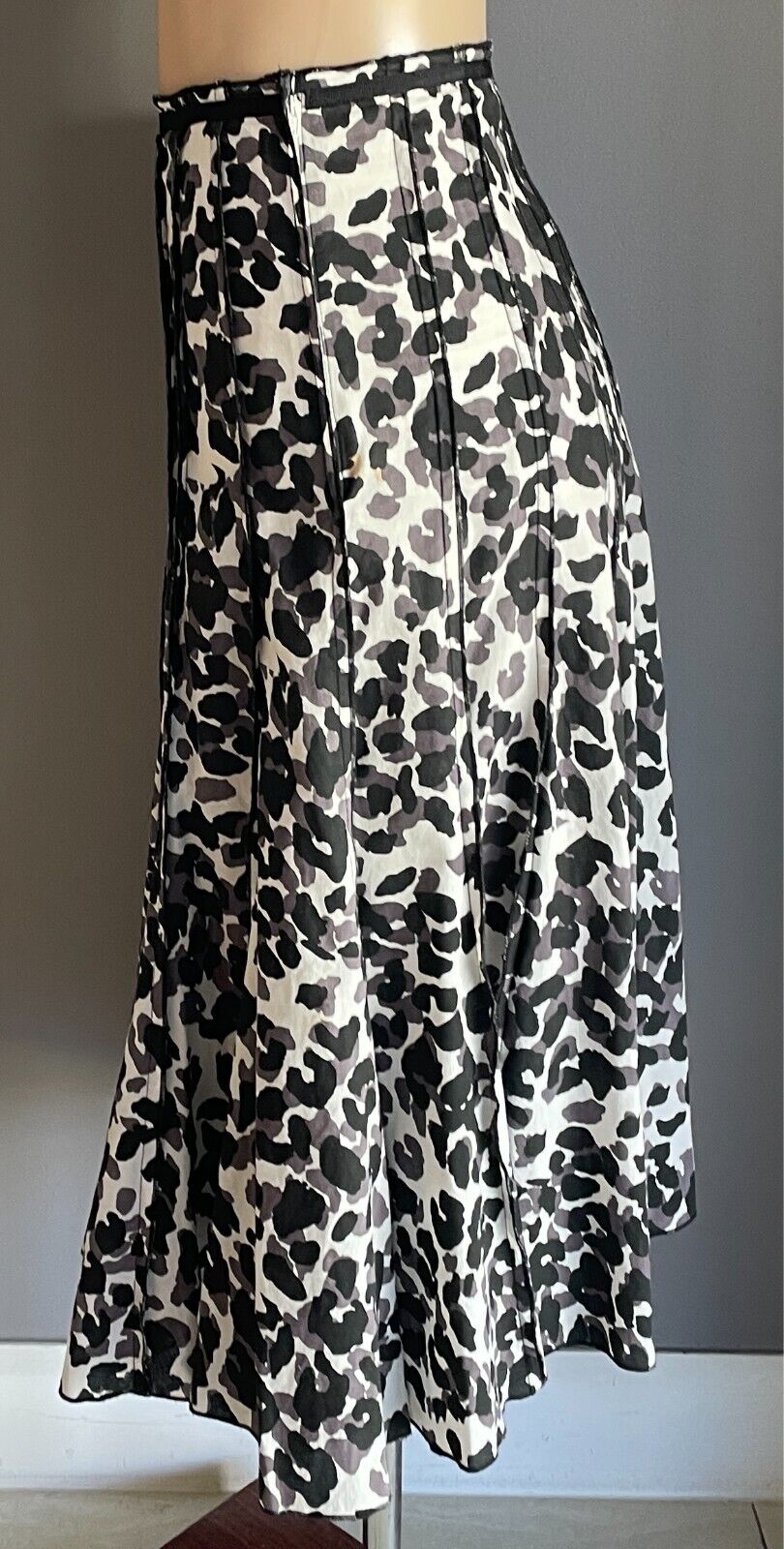 PARRAKEETS Skirt White Black Grey A-Line Panel Leopard Size 16 Cotton Lined